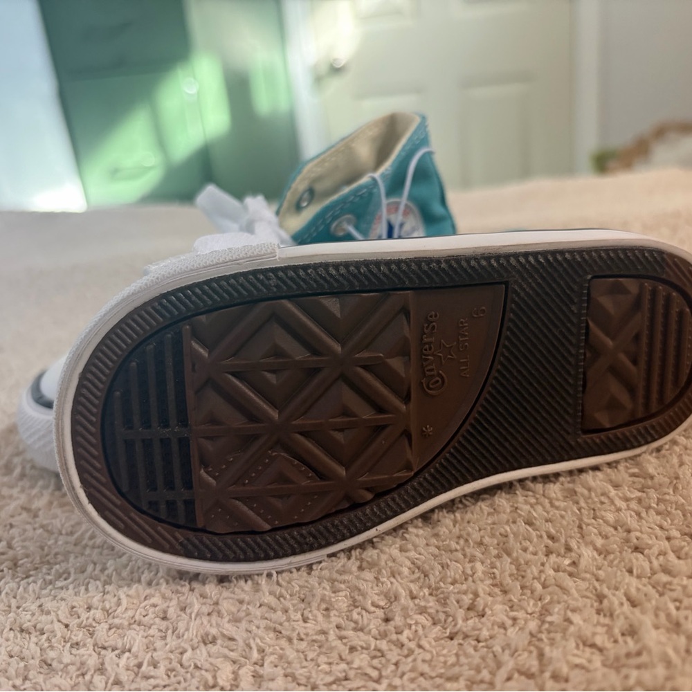 Converse Kids High-Top Sneakers in Teal and White - Picture 2 of 4